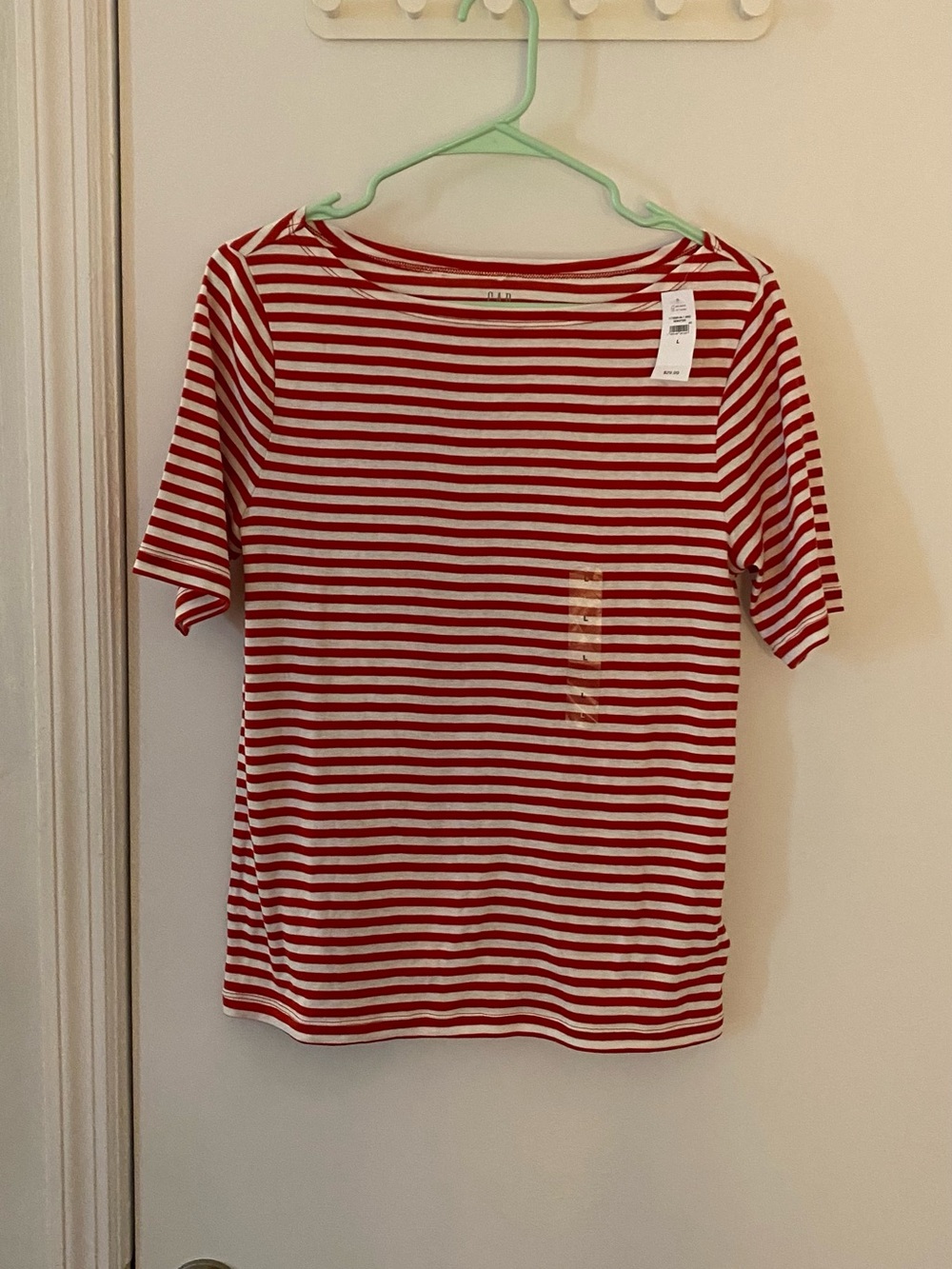 GAP Red and White Striped Boatneck shirt
